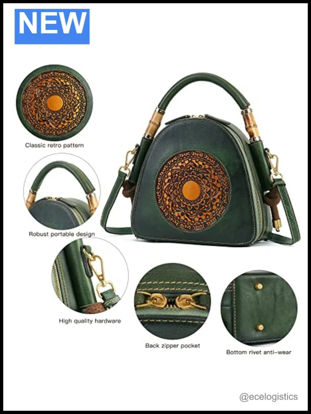 Genuine Leather Satchel Handbag Ladies Top Handle Organizer